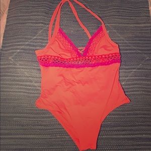 Coral boho one piece swimsuit